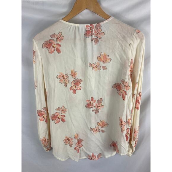 Liz Claiborne Floral White Pink Flowy Blouse Size Small - Picture 4 of 4